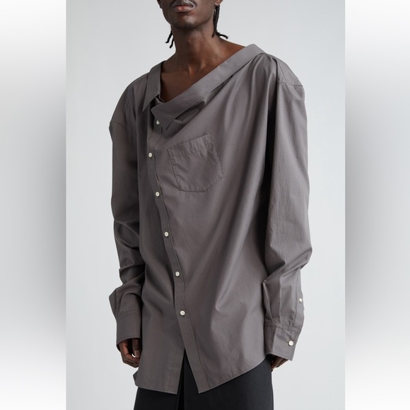 NWT TAKAHIROMIYASHITA TheSoloist. Asymmetric One-Shoulder Button Front Shirt - Picture 2 of 10